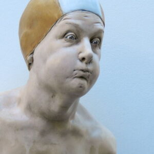 Leo Ferdinando Demetz, Nuotatore della domenica (particolare), tiglio, 63 cm (24,8 in)