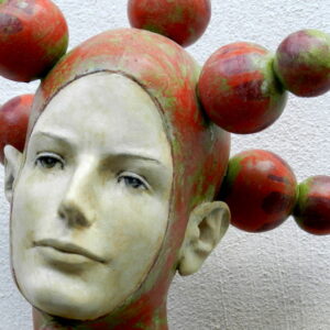 Leo Ferdinando Demetz, Terrafuoco (particolare), tiglio, smalto, 48 cm (18,9 in)