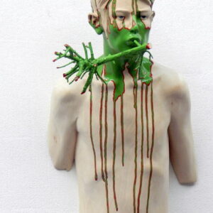 Leo Ferdinando Demetz, Oxygen III, tiglio e radice, smalto brillante, 53 cm (20,9 in)