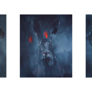 Roman Träxler, Hase mit Hunden (Serie Auf der Jagd), Acryl auf Leinen, je 160 x 190 cm (63 x 74,8 in)
