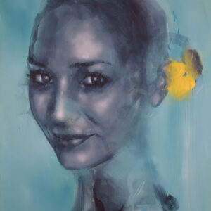 Roman Träxler, Portrait Anna Ziegler, Acryl auf Leinen, 130 x 170 cm (51,2 x 66,9 in)