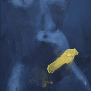 Roman Träxler, Golden Penis #4, Acryl auf Leinen, 40 x 50 cm (15,7 x 19,7 in)