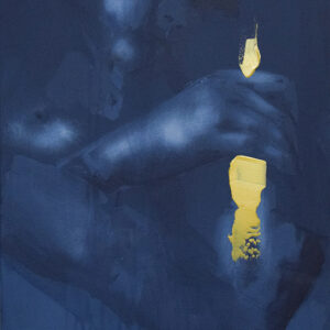 Roman Träxler, Golden Penis #6, Acryl auf Leinen, 40 x 50 cm (15,7 x 19,7 in)