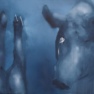 Roman Träxler, Schweinekopf, Acryl auf Leinen, 190 x 100 cm (74,8 x 39,4 in)