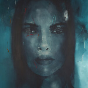 Roman Träxler, Portrait V503, Acryl auf Leinen, 160 x 190 cm (63 x 74,8 in)