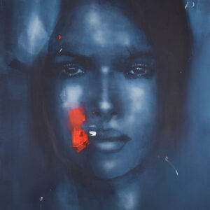 Roman Träxler, Portrait V502, Acryl auf Leinen, 160 x 190 cm (63 x 74,8 in)