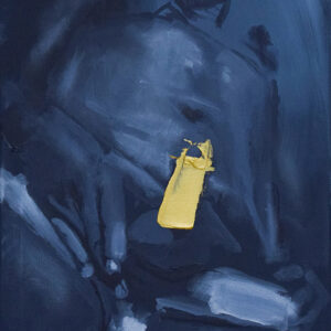 Roman Träxler, Golden Penis #1, Acryl auf Leinen, 40 x 50 cm (15,7 x 19,7 in)
