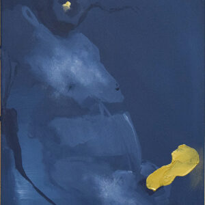 Roman Träxler, Golden Penis #2, Acryl auf Leinen, 40 x 50 cm (15,7 x 19,7 in)