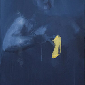 Roman Träxler, Golden Penis #3, Acryl auf Leinen, 40 x 50 cm (15,7 x 19,7 in)