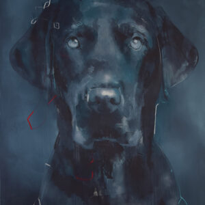 Roman Träxler, Hund #2 (Serie Auf der Jagd), Acryl auf Leinen, 160 x 190 cm (63 x 74,8 in)