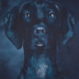 Roman Träxler, Hund #1 (Serie Auf der Jagd), Acryl auf Leinen, 160 x 190 cm (63 x 74,8 in)