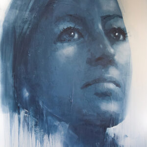 Roman Träxler, Portrait Tessa Thomanek, Acryl auf Leinen, 80 x 100 cm (31,5 x 39,4 in)