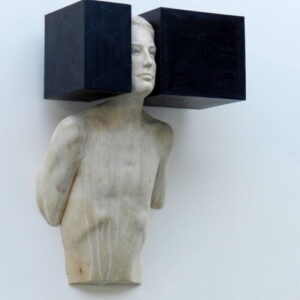 Leo Ferdinando Demetz, Pression II, tiglio e carta, 57 cm (22,4 in)