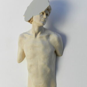 Leo Ferdinando Demetz, Materia grigia, tiglio, smalto, 74 cm (29,1 in)