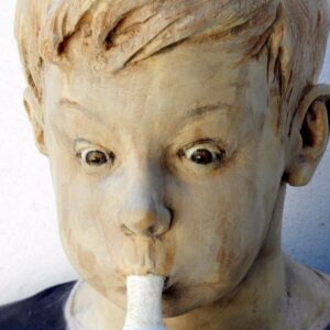 Leo Ferdinando Demetz, Fin che scoppia (particolare), tiglio, 52 cm (20,5 in)
