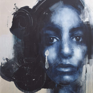 Roman Träxler, DM II (Argent), Acrylic on linen, 140 x 160 cm (55,1 x 63 in)