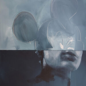 Roman Träxler, Théorie de l'évolution #3 (Mickeymouse), Acryl auf Leinen, 120 x 140 cm [47,2 x 55,1 in] (120 x 80 cm [47,2 x 31,5 in] + 120 x 60 cm [47,2 x 23,6 in])