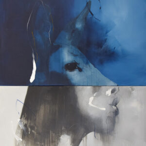 Roman Träxler, Théorie de l'évolution #2 (Rehbock), Acryl auf Leinen, 120 x 140 cm [47,2 x 55,1 in] (120 x 80 cm [47,2 x 31,5 in] + 120 x 60 cm [47,2 x 23,6 in])