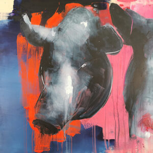 Roman Träxler, Schweinekopf, Acryl auf Leinen, 80 x 80 cm (31,5 x 31,5 in)
