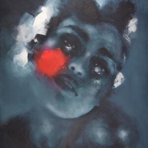 Roman Träxler, Portrait #684 (Swiss Miss), Acryl auf Leinen, 140 x 160 cm (55,1 x 63 in)