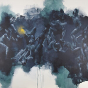 Roman Träxler, Die letzten Tage der Menschheit, Acrylic on linen, 250 x 190 cm (98,4 x 74,8 in)