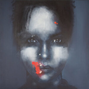 Roman Träxler, Portrait #677, Acryl auf Leinen, 100 x 100 cm (39,4 x 39,4 in)