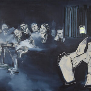 Roman Träxler, Der Galerist, Acrylic on linen, 100 x 150 cm (39,4 x 59,1 in)