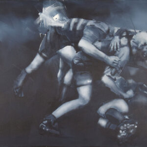 Roman Träxler, 9 to 5 (Part II, Kick off), Acrylic on linen, 80 x 150 cm (31,5 x 59,1 in)